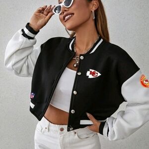 NEW cropped Kansas City Chiefs logo patch varsity jacket bomber jacket